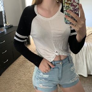 Black and white baseball top